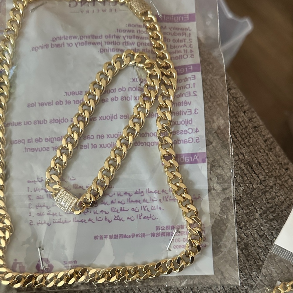 Ping Gold Cuban Link Necklace with Pave Clasp Accent